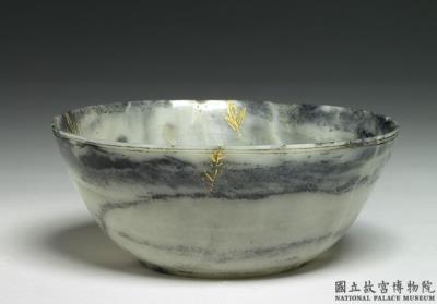 图片[2]-Jade round bowl with inscribed floral pattern filled with gold, Central Asia-China Archive